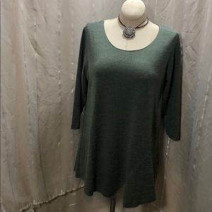Philosophy Plus Size 0X Shirt Green Long Sleeves